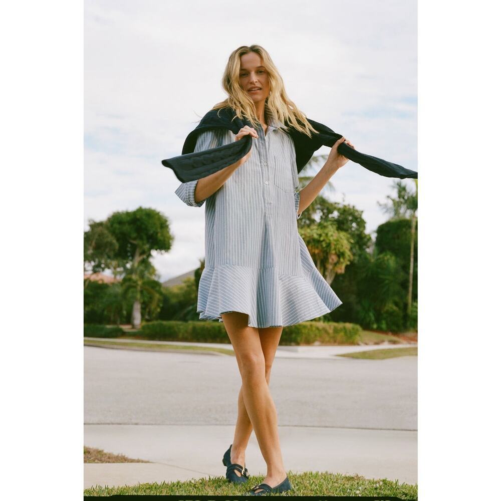 =TUCKERNUCK Blue Stripe Callahan Shirt Dress Size XS NWT Retail $148 Tuckernuck - Picture 4 of 8